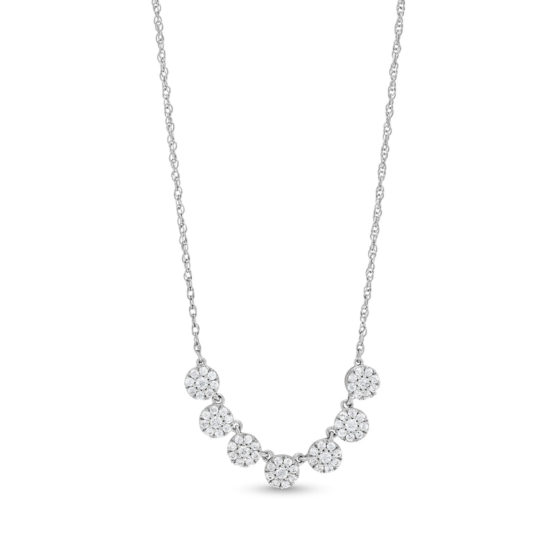 1/2 CT. T.W. Multi-Diamond Seven Stone Necklace in 10K White Gold