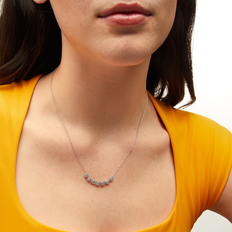 Main Image 2 of 1/2 CT. T.W. Multi-Diamond Seven Stone Necklace in 10K White Gold