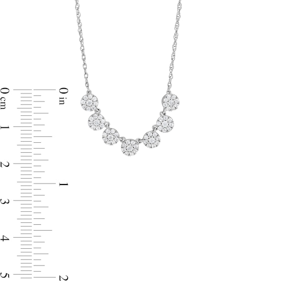 1/2 CT. T.w. Multi-Diamond Seven Stone Necklace in 10K White Gold