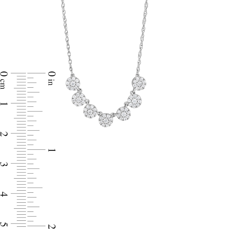 Main Image 3 of 1/2 CT. T.W. Multi-Diamond Seven Stone Necklace in 10K White Gold