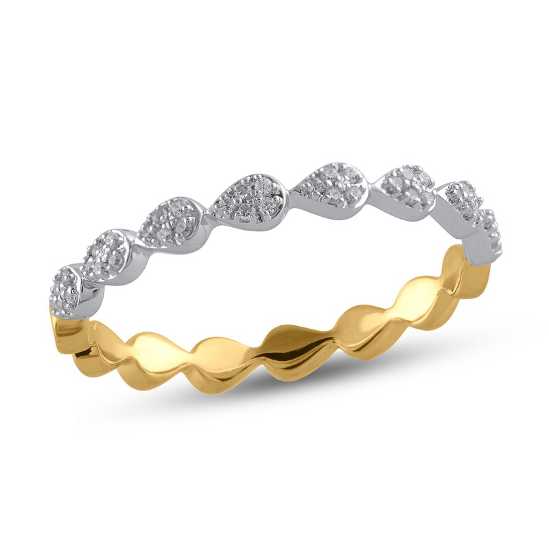 Main Image 1 of 1/6 Ct. T.W. Lab-Created Diamond Double-Sided Teardrop Ring in Sterling Silver and 14K Gold Plate (F/SI2)