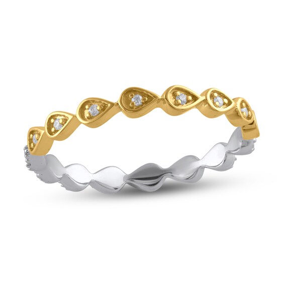 1/6 Ct. T.w. Lab-Grown Diamond Double-Sided Teardrop Ring in Sterling Silver and 14K Gold Plate (F/Si2)