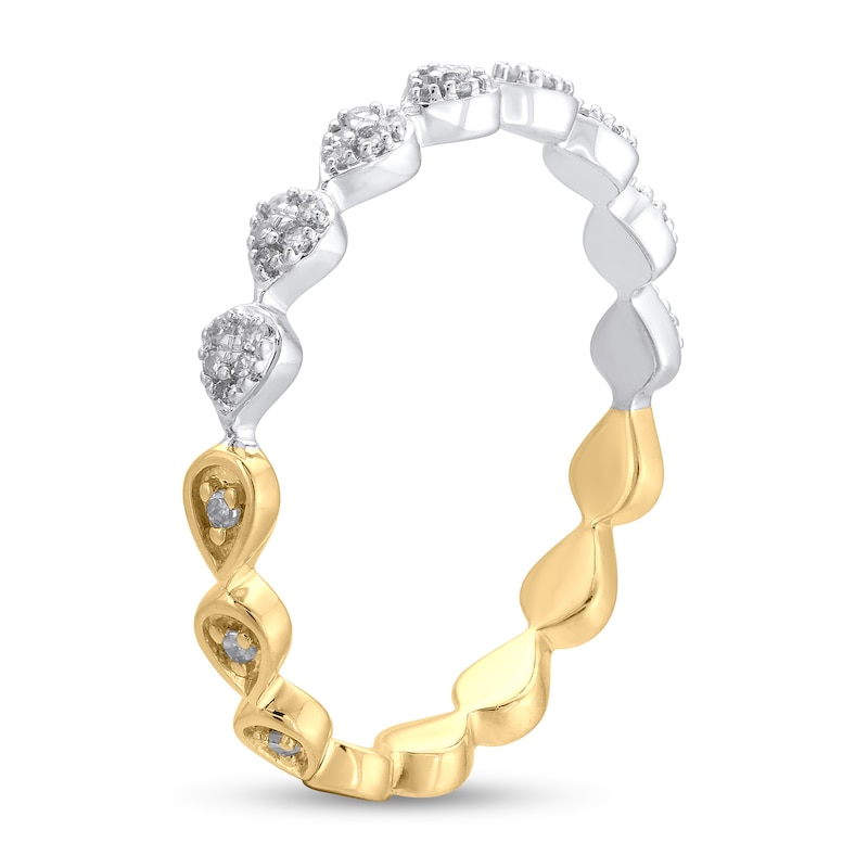 Main Image 3 of 1/6 Ct. T.W. Lab-Created Diamond Double-Sided Teardrop Ring in Sterling Silver and 14K Gold Plate (F/SI2)