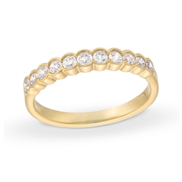3/8 CT. T.W. Diamond Bezel-Set Eleven Stone Scallop Edge Anniversary Band in 14K Gold