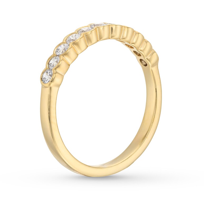 Main Image 3 of 3/8 CT. T.W. Diamond Bezel-Set Eleven Stone Scallop Edge Anniversary Band in 14K Gold