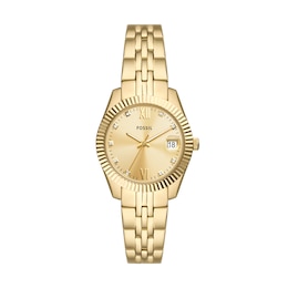 Ladies’ Fossil Scarlette Gold-Tone IP Watch with Gold-Tone Sunray Dial (Model: ES5338)