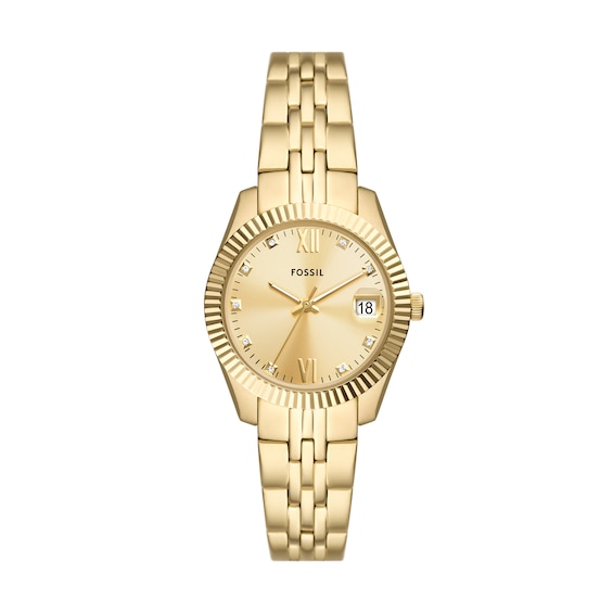 Ladiesâ Fossil Scarlette Gold-Tone IP Watch with Gold-Tone Sunray Dial (Model: Es5338)