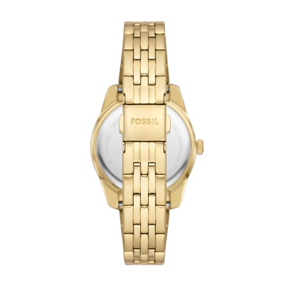 Ladiesâ Fossil Scarlette Gold-Tone IP Watch with Gold-Tone Sunray Dial (Model: Es5338)