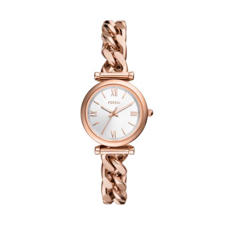 Main Image 1 of Ladies’ Fossil Carlie Rose-Tone IP Watch with Silver-Tone Sunray Dial (Model: ES5330)