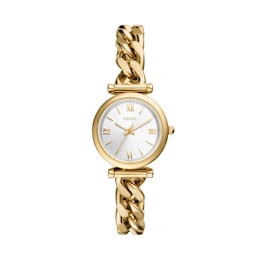 Ladies’ Fossil Carlie Gold-Tone IP Watch with Silver-Tone Sunray Dial (Model: ES5329)