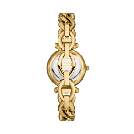 Ladiesâ Fossil Carlie Gold-Tone IP Watch with Silver-Tone Sunray Dial (Model: Es5329)