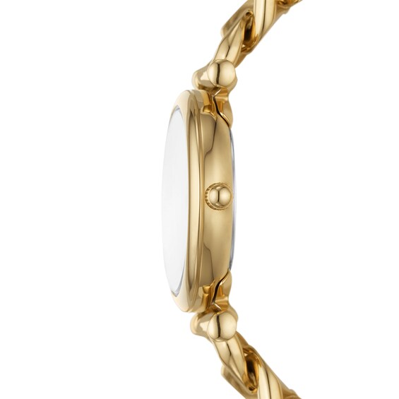 Ladiesâ Fossil Carlie Gold-Tone IP Watch with Silver-Tone Sunray Dial (Model: Es5329)