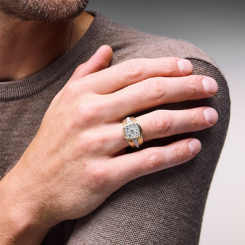 Main Image 2 of 1-1/2 CT. T.W. Cushion-Shaped Certified Lab-Grown Multi-Diamond Ring in 10K Gold (F/SI2)