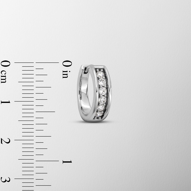 Main Image 3 of 1/2 CT. T.W. Certified Lab-Grown Diamond Huggie Hoop Earrings in 14K White Gold (F/SI2)