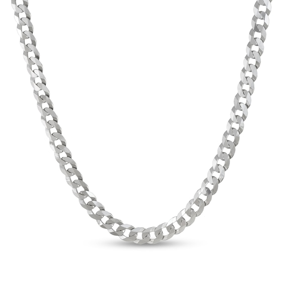 5.9mm Diamond-Cut Flat Curb Chain Necklace in Solid Sterling Silver - 24"