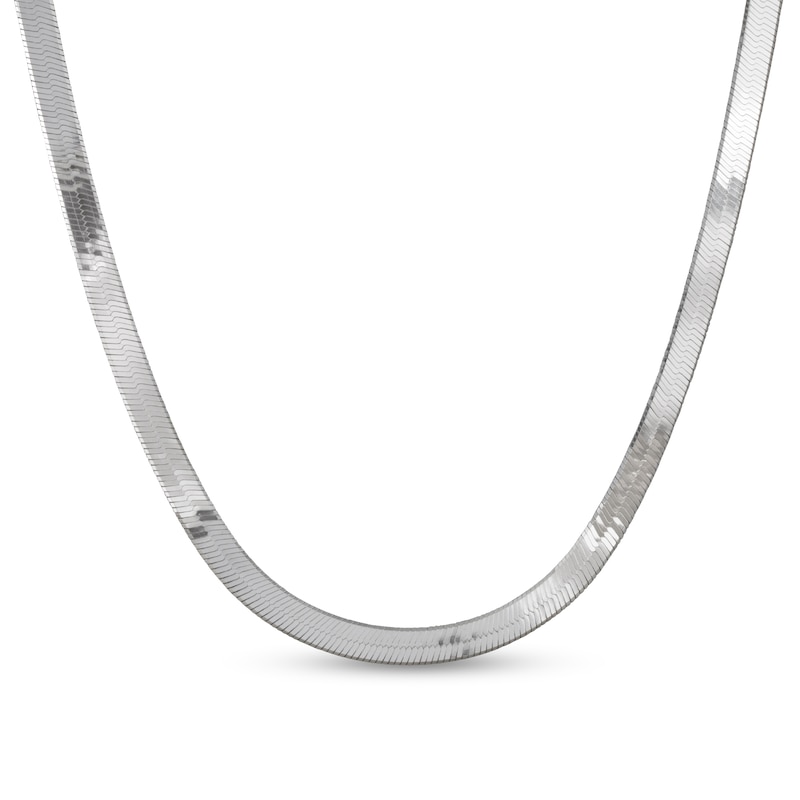 5.4mm Diamond-Cut Herringbone Chain Necklace in Solid Sterling Silver - 18"