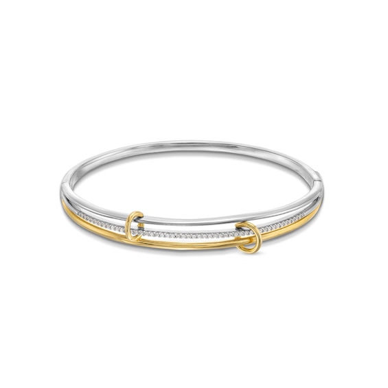 1/3 CT. T.w. Certified Lab-Grown Diamond Bangle Bracelet in Sterling Silver and 10K Gold Plate (I/Si2)