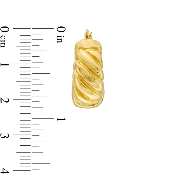 Graduated Groove Hoop Earrings in Hollow 14K Gold
