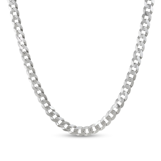 5.9mm Diamond-Cut Flat Curb Chain Necklace in Solid Sterling Silver - 20"