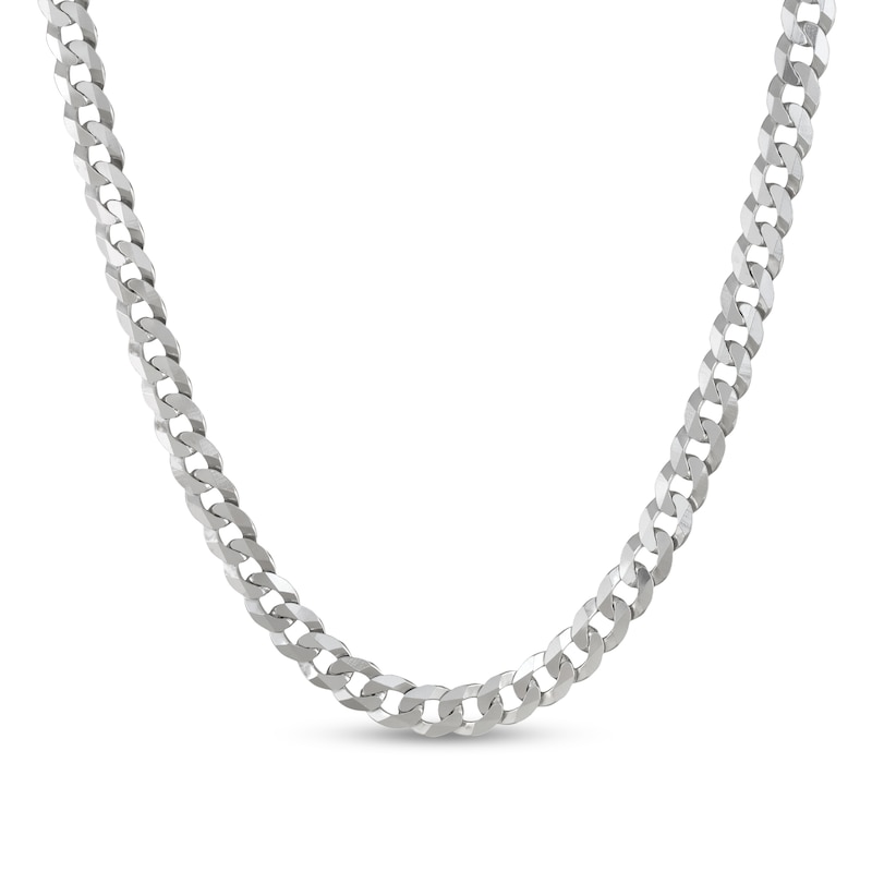 Main Image 1 of 5.9mm Diamond-Cut Flat Curb Chain Necklace in Solid Sterling Silver - 20"