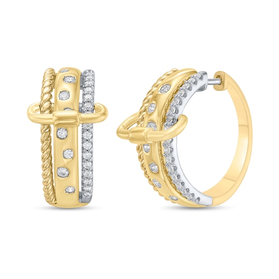 1/2 CT. T.w. Certified Lab-Grown Diamond Buckle Hoop Earrings in Sterling Silver and 10K Gold Plate (I/Si2)