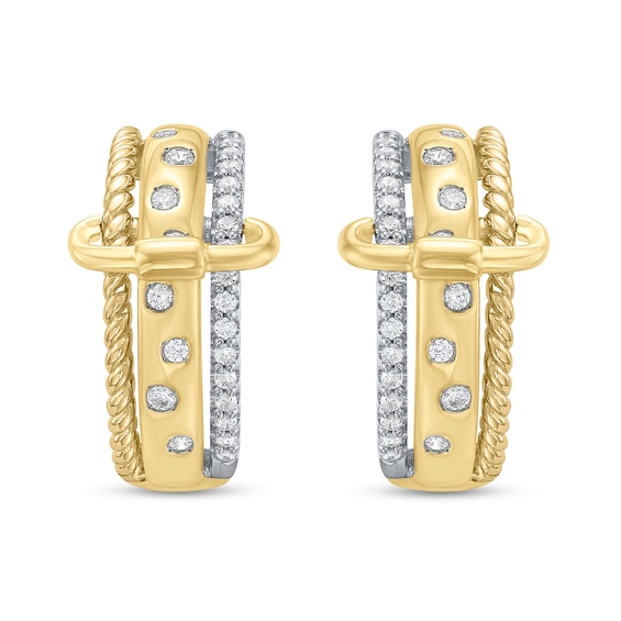1/2 CT. T.w. Certified Lab-Grown Diamond Buckle Hoop Earrings in Sterling Silver and 10K Gold Plate (I/Si2)