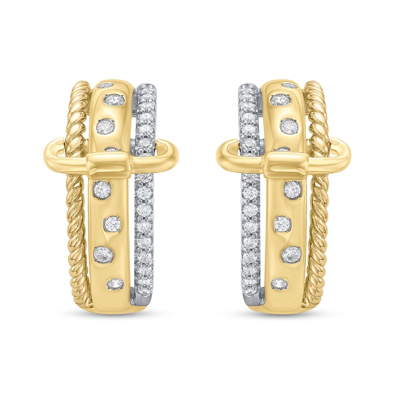 Main Image 2 of 1/2 CT. T.W. Certified Lab-Grown Diamond Buckle Hoop Earrings in Sterling Silver and 10K Gold Plate (I/SI2)