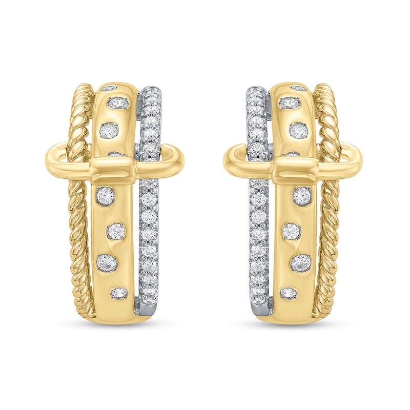 1/2 CT. T.W. Certified Lab-Created Diamond Buckle Hoop Earrings in Sterling Silver and 10K Gold Plate (I/SI2)