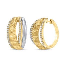 1/2 CT. T.W. Certified Lab-Created Diamond Multi-Row Hoop Earrings in Sterling Silver and 10K Gold Plate (I/SI2)