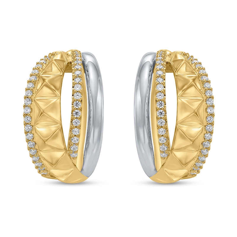 1/2 CT. T.W. Certified Lab-Created Diamond Multi-Row Hoop Earrings in Sterling Silver and 10K Gold Plate (I/SI2)