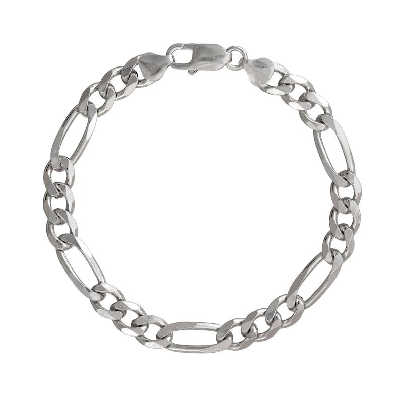 8.9mm Diamond-Cut Figaro Chain Bracelet in Solid Sterling Silver - 8.5"