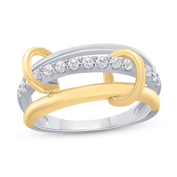 1/3 CT. T.w. Certified Lab-Grown Diamond Ring-Around Ring in Sterling Silver and 10K Gold Plate (I/Si2)