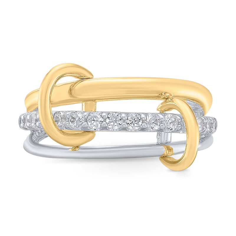 Main Image 3 of 1/3 CT. T.W. Certified Lab-Grown Diamond Ring-Around Ring in Sterling Silver and 10K Gold Plate (I/SI2)