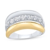 Thumbnail Image 0 of 1/2 CT. T.W. Certified Lab-Created Diamond Domed-Row Ring in Sterling Silver and 10K Gold Plate (I/SI2)