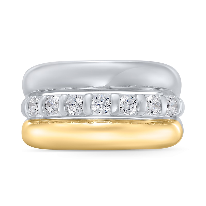 Main Image 3 of 1/2 CT. T.W. Certified Lab-Grown Diamond Domed-Row Ring in Sterling Silver and 10K Gold Plate (I/SI2)