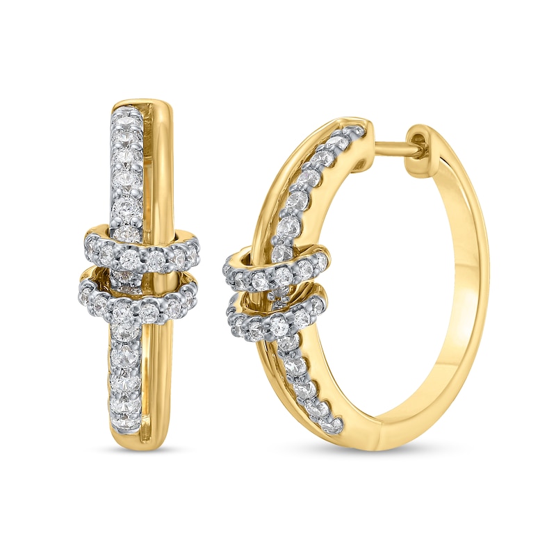 Main Image 1 of 5/8 CT. T.W. Certified Lab-Grown Diamond Looped Hoop Earrings in Sterling Silver and 10K Gold Plate (I/SI2)