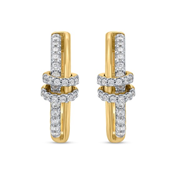 5/8 CT. T.w. Certified Lab-Grown Diamond Looped Hoop Earrings in Sterling Silver and 10K Gold Plate (I/Si2)