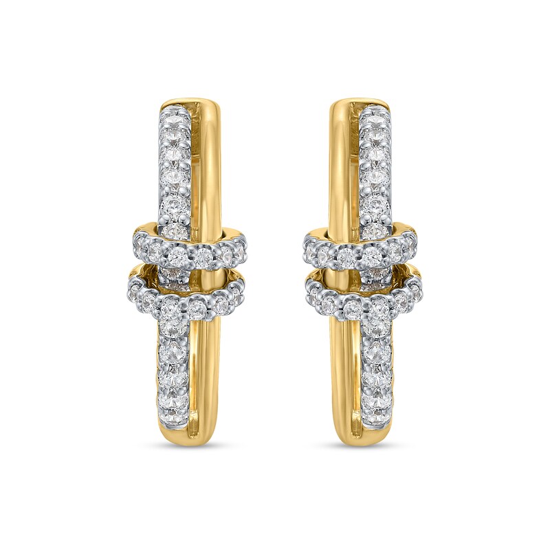 Main Image 2 of 5/8 CT. T.W. Certified Lab-Grown Diamond Looped Hoop Earrings in Sterling Silver and 10K Gold Plate (I/SI2)