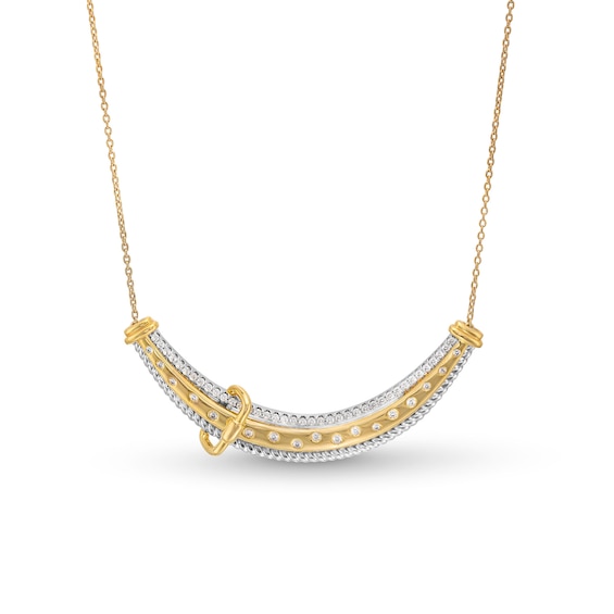 1/2 CT. T.w. Certified Lab-Grown Diamond Buckle Curved Bar Necklace in Sterling Silver and 10K Gold Plate (I/Si2)