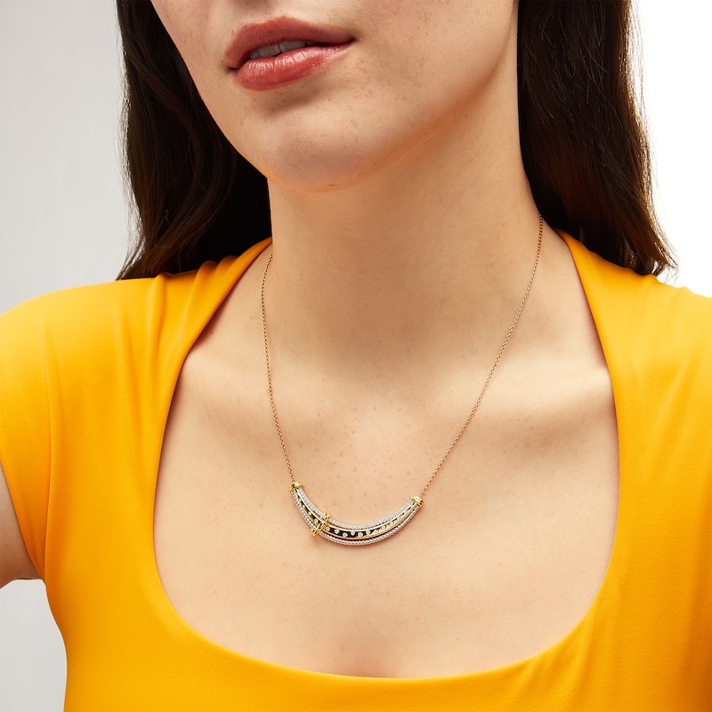 Main Image 2 of 1/2 CT. T.W. Certified Lab-Grown Diamond Buckle Curved Bar Necklace in Sterling Silver and 10K Gold Plate (I/SI2)
