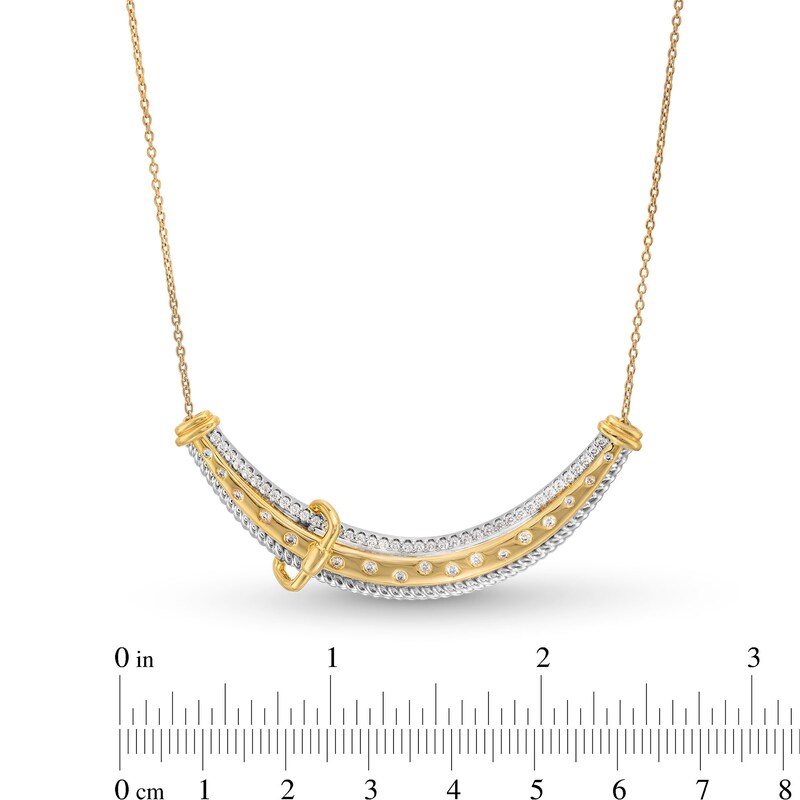 Main Image 3 of 1/2 CT. T.W. Certified Lab-Grown Diamond Buckle Curved Bar Necklace in Sterling Silver and 10K Gold Plate (I/SI2)