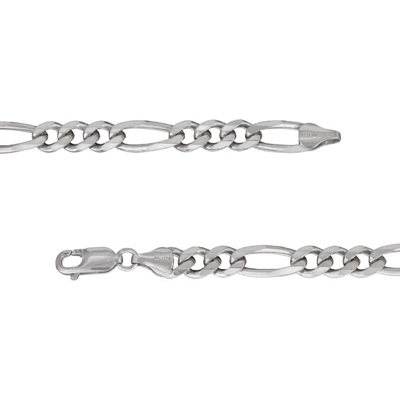 6.5mm Diamond-Cut Figaro Chain Necklace in Solid Sterling Silver