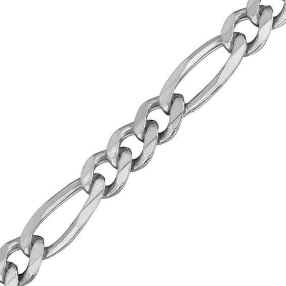 6.5mm Diamond-Cut Figaro Chain Necklace in Solid Sterling Silver