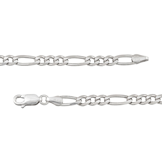 5.6mm Diamond-Cut Figaro Chain Necklace in Solid Sterling Silver - 20"