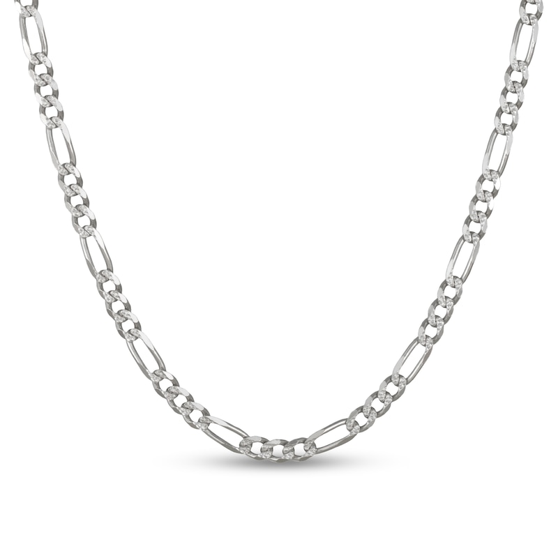 Main Image 1 of 6.5mm Diamond-Cut Figaro Chain Necklace in Solid Sterling Silver - 24"
