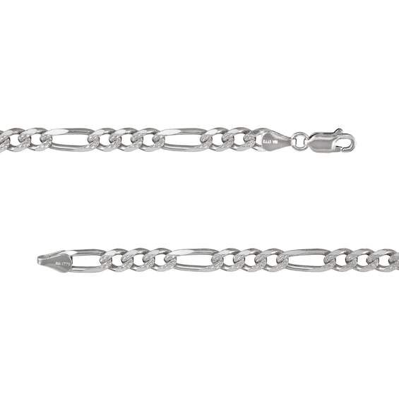 6.5mm Diamond-Cut Figaro Chain Necklace in Solid Sterling Silver - 24"