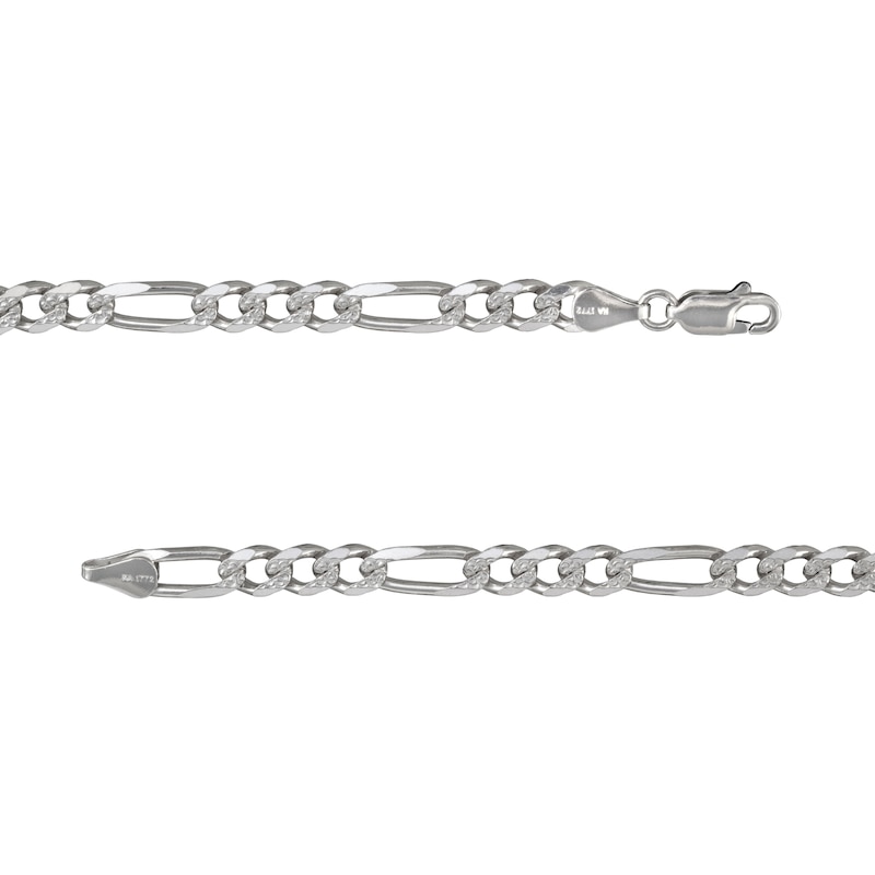Main Image 2 of 6.5mm Diamond-Cut Figaro Chain Necklace in Solid Sterling Silver - 24"