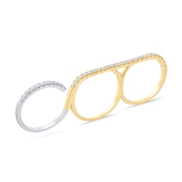3/4 CT. T.W. Certified Lab-Created Diamond Three-Finger Ring in Sterling Silver and 10K Gold Plate (I/SI2)
