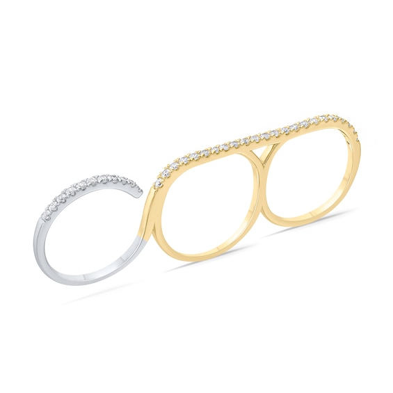 3/4 CT. T.w. Certified Lab-Grown Diamond Three-Finger Ring in Sterling Silver and 10K Gold Plate (I/Si2)