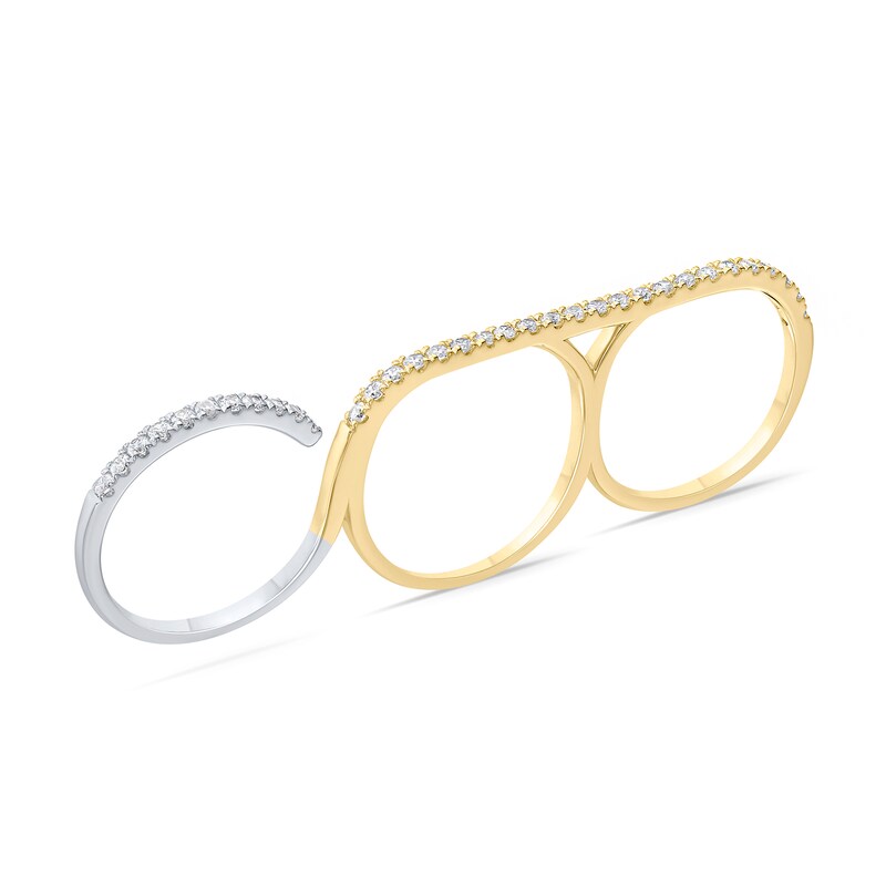 Main Image 1 of 3/4 CT. T.W. Certified Lab-Grown Diamond Three-Finger Ring in Sterling Silver and 10K Gold Plate (I/SI2)
